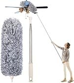 Microfiber Feather Duster Bendable & Extendable Fan Cleaning Mop with 100-Inch Expandable Pole Handle â Washable Duster Kitchen Accessories Items for Home