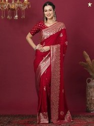 Satrani Woven Design Zari Banarasi Saree