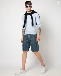 YOUSTA Men Lightly Washed Relaxed Fit Shorts