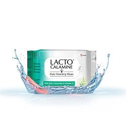 Lacto Calamine Daily Cleansing Face Wipes with Aloe Vera, Cucumber and