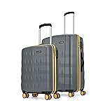 Aristocrat Comet Set of 2 Trolley Bag 56, 66cm | Small+Medium | Hard Luggage| Smooth 8-Wheel Suitcase| Combination Lock With Sturdy Zipper| Full Fabric Convipack | 3-year International Warranty (Grey)