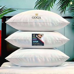 Tecsun Cotton Sleeping Pillow Pack of 3 Solid LUXURY (White)