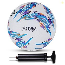 Nivia Combo Storm 2.0 Football (Size - 5, White/Blue) with Ball Pump