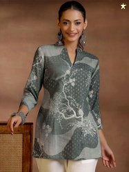 Libas Floral Printed Linen Kurti