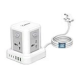 EMBOX 10 in 1 Cube Extension Board with USB Type C | Extension Board with Switches 4 Universal Sockets and Surge Protector | 2500W Extension Cord Safety Shutter