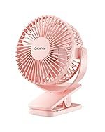 Gaiatop Portable Clip on Fan Battery Operated, Small Powerful USB Table Fan, 3 Speed Quiet Rechargeable Mini Desk Fan, 360Â° Rotate Personal Cooling Fan for Home Office Stroller Camping, Pink