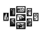 Stuthi Arts Wood MDF Photo Frame With Glass (Black,9 Photos) Wall Mount, Rectangular, 5 x 7 inches (3 pieces), 4 x 6 inches(6 pieces)