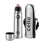 CELLO Flipstyle Insulated Stainless Steel Flask Water Bottle with Jacket For Daily Use 1000 ml | ISI Certified Double Wall Vacuum Insulated 24 Hrs Hot & Cold Thermos Water Bottle For Office Gym Travel