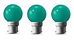 wipro Glass Safe lite N10005 B22 0.5-Watt LED Night Lamp (Green) – Pack of 3