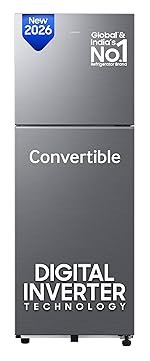 Samsung 236 L, 3 Star, Convertible, Digital Inverter Frost Free Double Door Refrigerator (RT40H28U3THL, Silver, Matt Doi Metal, 2026 Model)