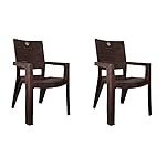 Cello Jordan Chair Set of 2 (Rose Wood) | Strong and Durable | Easy to Clean | Chair for Living Room, Bed Room, Kitchen, Office Room, Outdoor | 3 Years Warranty