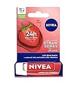 NIVEA Strawberry Shine Lip Balm 4.8gm | With Vit C, E & Shea Butter| Red Tint