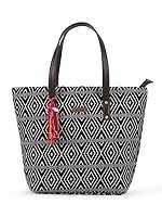 NEPRI Office Essential Tote Bag | Stylish Tote Bags for Office Use | Purse for Women | Vegan Leather & Jacquard Fabric Handbag with Double Handle Shoulder Strap| Daily & Travel Use