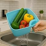 Frenchware (Turquoise, 1 Unit) Plastic Colander with Handles, Premium-Grade Plastic, 100% Food Safe, BPA-Free, Dishwasher Safe