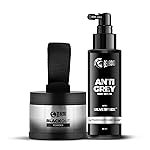 Beardo Anti Grey Hair Serum & Blackout Powder | Root Touch Up for Hair | Instantly Covers Grey Roots, Beard Patches & Bald Spots | Reverse Premature Greying, Restore Natural Look – Set of 2