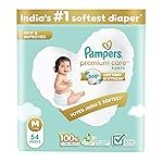 Pampers Premium Care Pant Style Baby Diapers | Medium (M size) | 54 Count | Voted India’s Softest | All-in-1 with 360 Cottony Softness Diapers | 7-12kg