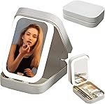 LED Makeup Mirror with Storage Box | Touch Control Vanity Mirror with 3 Light Modes | Foldable Tabletop Makeup Mirror for Daily Beauty Routine