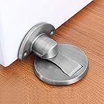 Brushed Satin Nickel Magnetic Door Stopper – Heavy Duty Stainless Steel Door Catch with Adhesive, Invisible Holder