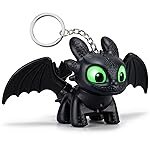 Dragon Keychain Toy with Moving Wings and Light, On Off Switch, Black Color (Night Fury)