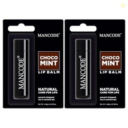 Mancode Nourishing Lip Balm, 4.5g each Pack of 2 - Choco Mint Lip Mois