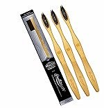 Bamboo Toothbrush for Adults & Kids, Flat Handle Gentlebrush with BPA free Charcoal Activated Soft Bristles, Biodegradable, Anti-Bacterial & Eco-friendly (Pack of 3)