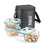 Treo by Milton All Weather Borosilicate Glass Square Set of 3,320 ml Each,Tiffin,Water Proof Carry Jacket,Microwave & Oven Safe,Leak Proof,Air Vent Lid,Scratch Resistant,Ideal for Office,School,Black