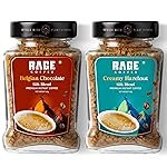 Rage Coffee Silk Blend Instant Coffee | Belgian Chocolate & Creamy Hazelnut Silk Blend Flavoured Coffee 60 GMs Each | Premium, Bold & Smooth | Pack of 2