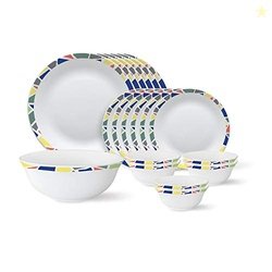 Larah by BOROSIL - Tiara Series, Garnet, 19 Pcs, Opalware Floral Dinne