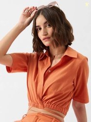 The Souled Store Spread Collar Crop Shirt