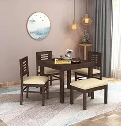 MAMTA Decoration Sheesham Wood 4 Seater Dining Table with 3 Cushioned