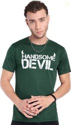 Go Devil Men Printed Round Neck Cotton Blend Green T-Shirt