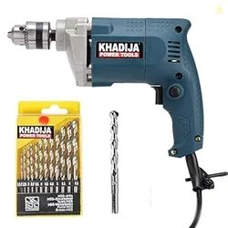 KHADIJA Drill Machine 10mm With Free 13Pcs HSS Drill Bits & 1Pc Masona