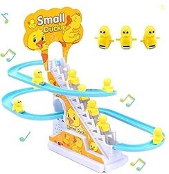 Fiddlys Happy Time Duck Slide Toy Set, Funny Automatic Stair-Climbing
