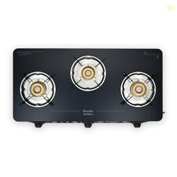 Preethi Alya Glass Top Gas Stove | 3 Burners I Lifelong Free Service I