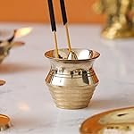 eCraftIndia Golden Pot Shape Brass Agarbatti Stand for Pooja| Incense Stick Holder with Ash Catcher| Agarbatti Holder| Incense Holder for Home Temple, Office, Meditation Room, Yoga Studio| Diwali Gift