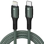 Portronics Konnect CL 20W POR-1067 Type-C to 8 Pin USB 1.2M Cable With Power Delivery & 3A Quick Charge Support, Nylon Braided For All Type-C and 8 Pin Devices, Green