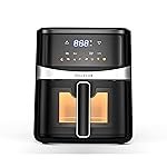 Cellecor Airflow 5.5L Air Fryer, Rapid Air Technology, 8 Preset Menu, 1500W Power, Digital Touch Control, 90% Less Oil usage, Non-Stick Basket, Auto Shut-Off.