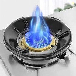 KWER Black Gas Saver Burner Stand, 4-Leg Chula Support, Windproof Ener