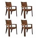Cello Jordan Set of 4 Chairs (Sandalwood Brown) | Strong and Durable | Easy to Clean | Chair for Living Room, Bed Room, Kitchen, Office Room, Outdoor | 3 Years Warranty