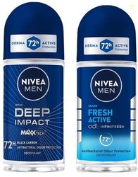 NIVEA Men Fresh Active & Deep Impact Energy Deo Roll On, Pack of ...mo