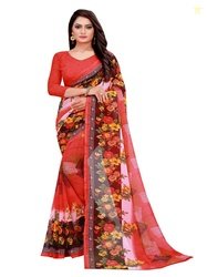 KALINI Red & Pink Floral Saree