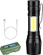 Desidiya LED Flashlight with COB Light Mini Waterproof Portable LED Flashlight USB Rechargeable 3 Modes Light Flashlight – Black