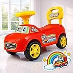 Kidsmate City Rider Baby Ride-On Push Car for Kids | Fun & Safe Ride Baby Car with Steering Wheel & Comfortable Backrest | Perfect for Indoor & Outdoor Fun for Toddlers 1.5+ Years – Red/Yellow