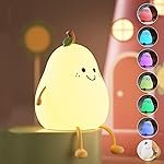 One94Store Rechargeable Silicone Pear Night Lamp â Touch Control 7-Color LED Light for Kidsâ Bedroom, Romantic Decor, Valentine Day Gift, Love Gift for Her, Couple Gift