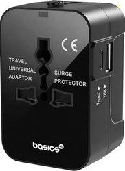 Basics India Universal Travel Adapter with Surge Protection & USB-C Ch