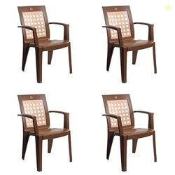 Cello Impact Set of 4 Chairs (Sandalwood Brown) | Strong and Durable |