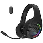 amazon basics Tri-Mode Wireless RGB Gaming Headphones with Detachable Mic,Volume Scroller,Microphone On/Off Button,Type-C Charging Jack, for PC and Laptop. (Black)