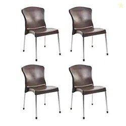 Cello Plastic Milano Chair (Brown, Set of 4) | Strong and Durable | Ea