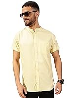 Thomas Scott Men’s | Solid | Half Sleeve | Slim Fit | Viscose Rayon | Single Pocket | Mandarin Collar | Casual Shirt