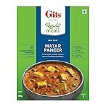 Gits Ready to Eat Matar Paneer, Pure Veg, Heat and Eat Spicy Curry, Microwaveable, 285g